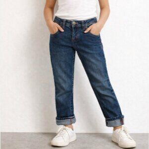 Apple Bottoms Girls Size 12 Jeans Blue Denim Embroidered Bling Pocket Stretch